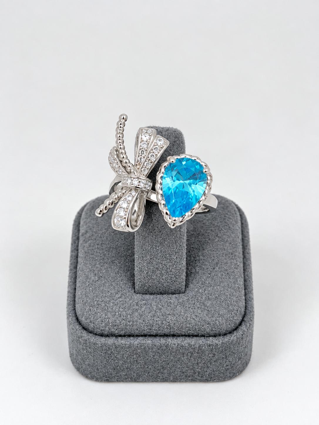 Aquamarine Taşlı Kurdele Yüzük