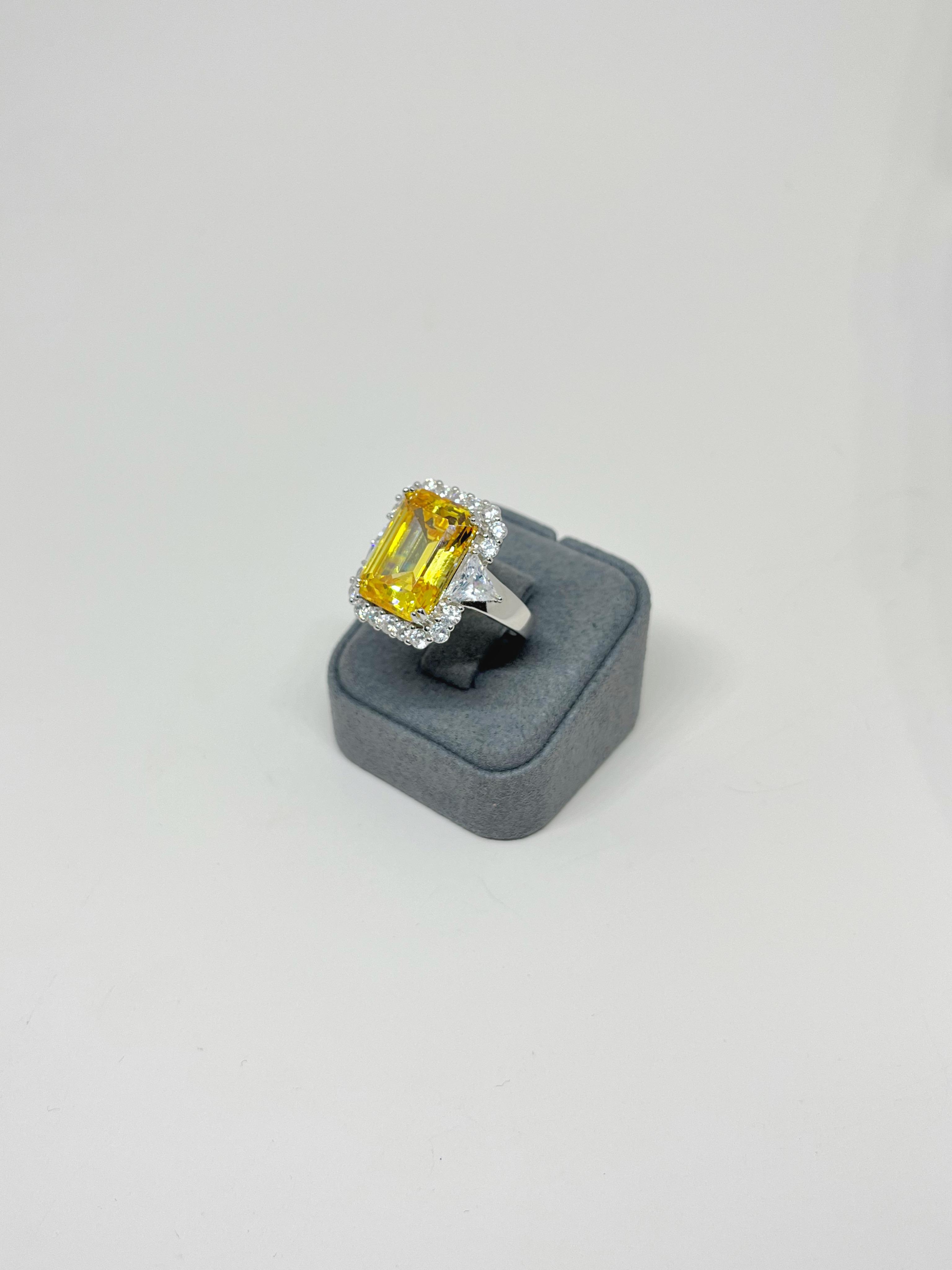 Dikdörtgen Sarı Topaz Yüzük