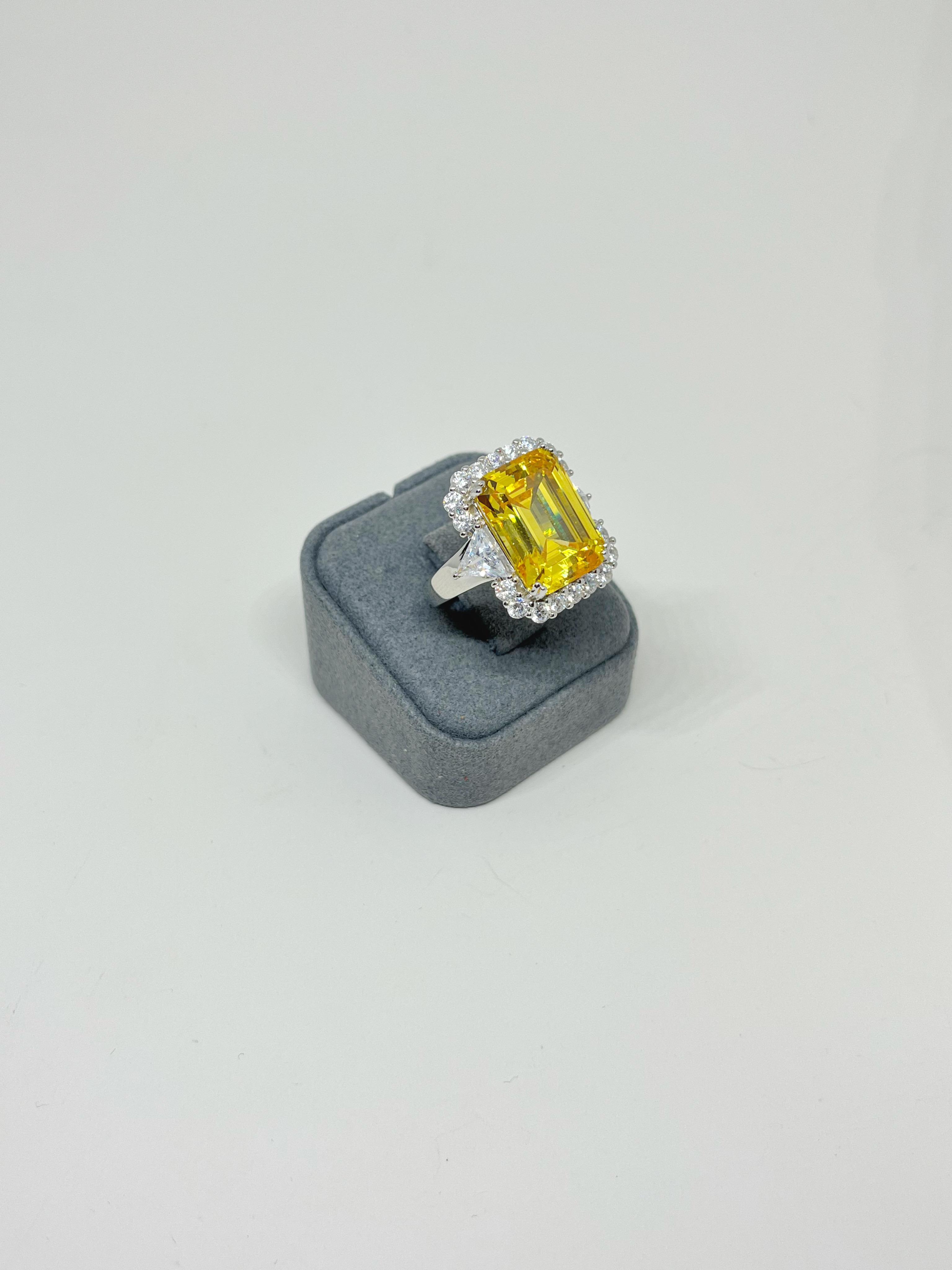 Dikdörtgen Sarı Topaz Yüzük